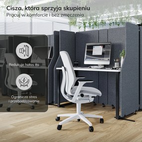 Przegroda biurowa akustyczna Sadie, kolor Carbon Fog, rozmiar 260/145 cm