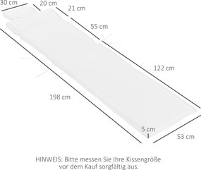 Outsunny Poduszka na Leżak Ogrodowy Komfortowa Nakładka z Zdejmowaną Poduszką Kremowo-Biała Poliester i Bawełna 198x53x5cm | Aosom PL