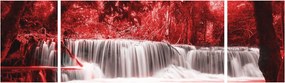 Obraz - Wodospad, czerwony (170x50 cm)