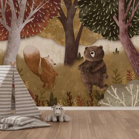 Fototapeta - Niedźwiadek i lisek (196x136 cm)