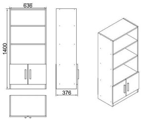 Biblioteczka Voma Anthracite i Walnut