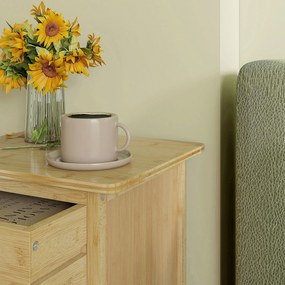 HOMCOM Szafka nocna, zestaw 2 sztuk, design skandynawski, z bambusa, 2 szuflady i półka, 40x34x60cm