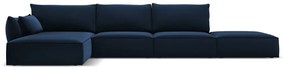 Ciemnoniebieski aksamitny narożnik (lewostronny/z szezlongiem) Vanda – Mazzini Sofas