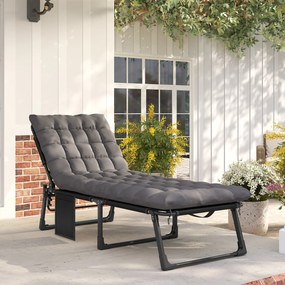 Outsunny Leżanka składana szeroka leżanka ogrodowa z 5-stopniowo regulowanym oparciem, wyściełaną matą, zagłówkiem, kieszenią boczną | Aosom PL