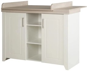 Biała niska komoda dziecięca w dekorze wiązu z przewijakiem 120x98 cm Felicia – Roba