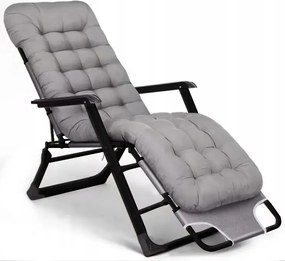 Leżak ogrodowy rozkładany Tossa DC01-BK-GR, poduszka szara, stelaż czarny