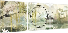 Obraz - Chińskie jezioro (z zegarem) (90x30 cm)