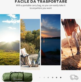 Outsunny Namiot tunelowy dla 4–6 osób, namiot kempingowy z drzwiami, mata podłogowa, wodoodporny 2000 mm, Zielony | Aosom PL
