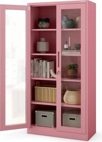 Przeszklona szafa medyczna Amelia Fresh Style 90x40x185 cm pudrowy róż