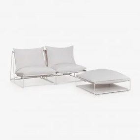 Amaro 2-częściowa Modułowa Sofa Ogrodowa I Rozkładany Puf Gardenia Biel - Sklum