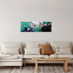 Obraz - Drzewo, grafika (z zegarem) (90x30 cm)