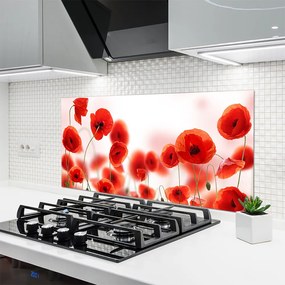 Panel Szklany do Kuchni Czerwone Maki W Polu