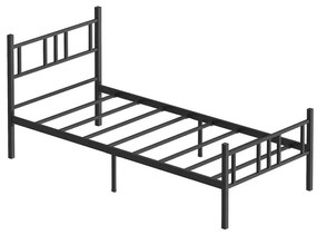 Metalowe łóżko pojedyncze PIRON 90x200 cm czarne nośność 120 kg