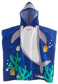 Niebieskie bawełniane ponczo dziecięce Shark – Catherine Lansfield