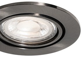 Set van 6 moderne inbouwspots gunmetal GU10 50mm rond kantelbaar - Cisco Nowoczesny Oswietlenie wewnetrzne