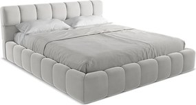 Łóżko 200 x 228 - z weluru - srebrny - NALU