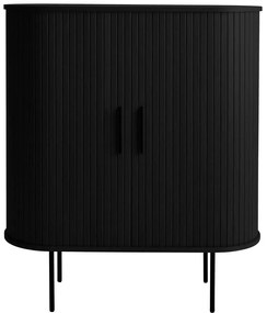 Czarna szafka na wino w dekorze dębu z drzwiami przesuwnymi 100x118x40 cm Nola – Unique Furniture