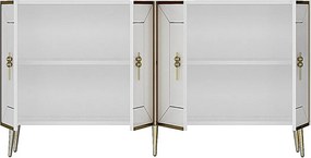 Komoda – 150 cm – Biało-złota – Płyta wiórowa pokryta melaminą