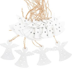 Zestaw drewnianych ozdób wiszących Anioł, 18 szt.