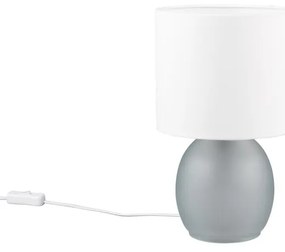 Lampa stołowa w biało-srebrnym kolorze z tekstylnym kloszem (wys. 29 cm) Vela – Trio