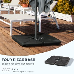 Outsunny Obciążniki do stojaka na parasol, wypełnialne wodą i piaskiem, plastik, 103Dł x 103Szer x 8,3Wys cm, Czarne