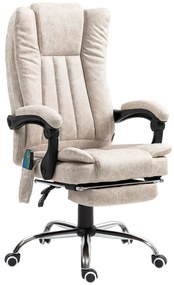 Vinsetto Krzesło Biurowe z Funkcją Masażu, Ergonomicznie Zaplanowane z Funkcją Leżenia, Ogrzewaniem, Kieszenią Boczną, Kolor Kremowy