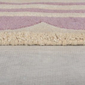 Fioletowo-naturalny wełniany dywan tkany ręcznie 160x230 cm Lois Scallop – Flair Rugs