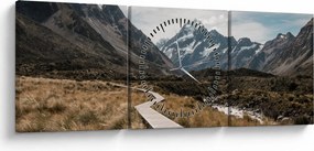 Obraz - Chodnik w dolinie góry Mt. Cook (z zegarem) (90x30 cm)