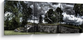 Obraz zachmurzonego nieba (z zegarem) (90x30 cm)
