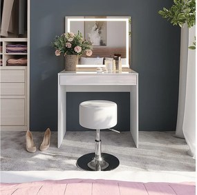 Stół do toalety biały/biały wysoki połysk 81.4x50.1x76 sherry