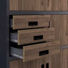 Biurowa szafa z sejfem Eco design Filip II, 90x40x185 cm, antracyt/orzech