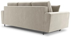 Beżowa aksamitna rozkładana/ze schowkiem sofa 235 cm Kyoto – Cosmopolitan Design