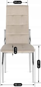 Krzesło Tapicerowane do Jadalni MOLLY Beżowe Welurowe Nowoczesne