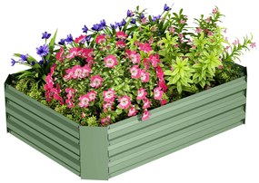 Outsunny Podwyższona grządka z ocynkowanej stali, ogródek warzywny, skrzynia ogrodowa na kwiaty, 120 x 90 x 30 cm, Ciemnozielona