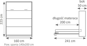 Półkotapczan pionowy Genius 140x200 z biurkiem - biały mat