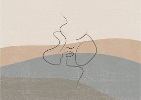 Obraz na szkle - Line art kiss (70x50 cm)