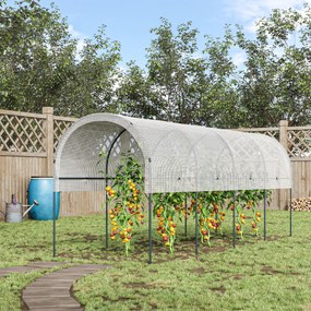 Outsunny Daszek ochronny dla roślin, półokrągły dach, stalowy stelaż, wytrzymała plandeka, biały, 4x1,2x1,7m | Aosom PL