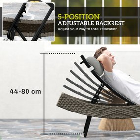 Outsunny Leżak z polirattanu w kształcie litery S, ogrodowy leżak z 5-stopniową regulacją oparcia, zagłówkiem, oddychający, odporny na UV | Aosom PL