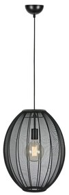 Czarna lampa wisząca z tekstylnym kloszem ø 40 cm Florence – Markslöjd
