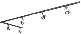 Industrialny system szynowy czarny z 5 reflektorami 1-fazowymi - Suplux