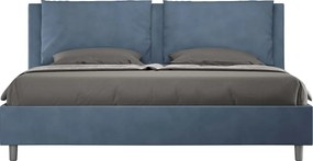 Łóżko bez stelaża tapicerowane 200x200 microfibra niebieski Antea
