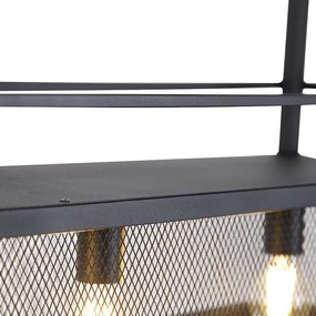 Industrialna lampa wisząca czarna z siatką 4-światłowa - Cage Rack