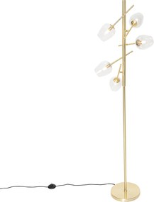 Klasyczna lampa podłogowa złota ze szkłem 5-świateł - Elien