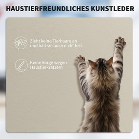 HOMCOM Fotel biurowy z ekoskórą przyjazną zwierzętom, podnóżek, regulacja wysokości, na kółkach, Beżowy