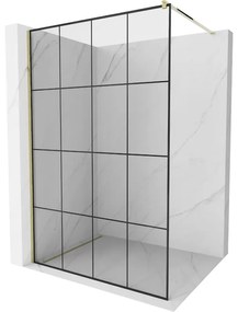 Mexen Kioto ścianka prysznicowa Walk-in 140 x 200 cm, czarny wzór 8 mm, złota - 800-140-101-50-77