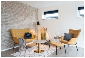 Okrągły stolik w biało-złotym kolorze z blatem w dekorze marmuru 70x70 cm Bolzano – House Nordic