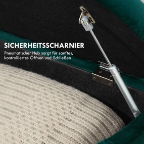 HOMCOM Stołek z miejscem do przechowywania, 2-w-1, wyściełany, z pokryciem z aksamitu, hydrauliczne amortyzatory, 120 x 46 x 42 cm, Niebieski