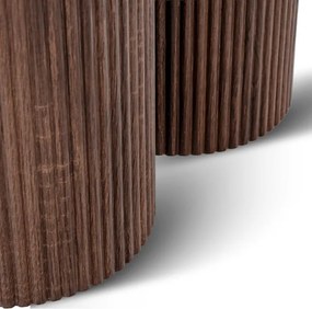 Stolik Kawowy CARTAGENA 80 cm Trawertyn/Orzech Nowoczesny