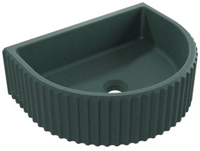 Umywalka betonowa podwieszana / nablatowa półokrągła bez otworu na baterię 45 x 36 cm MUSLIN | różne kolory : Kolor - Oliwkowy, Typ montażu - nablatowa