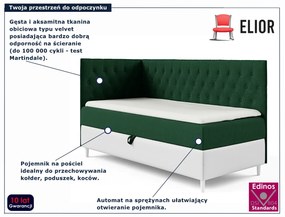 Ciemnozielone łóżko z pojemnikiem na pościel 3 rozmiary A2-N82